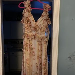 ASOS ruffle detail floral maxi dress